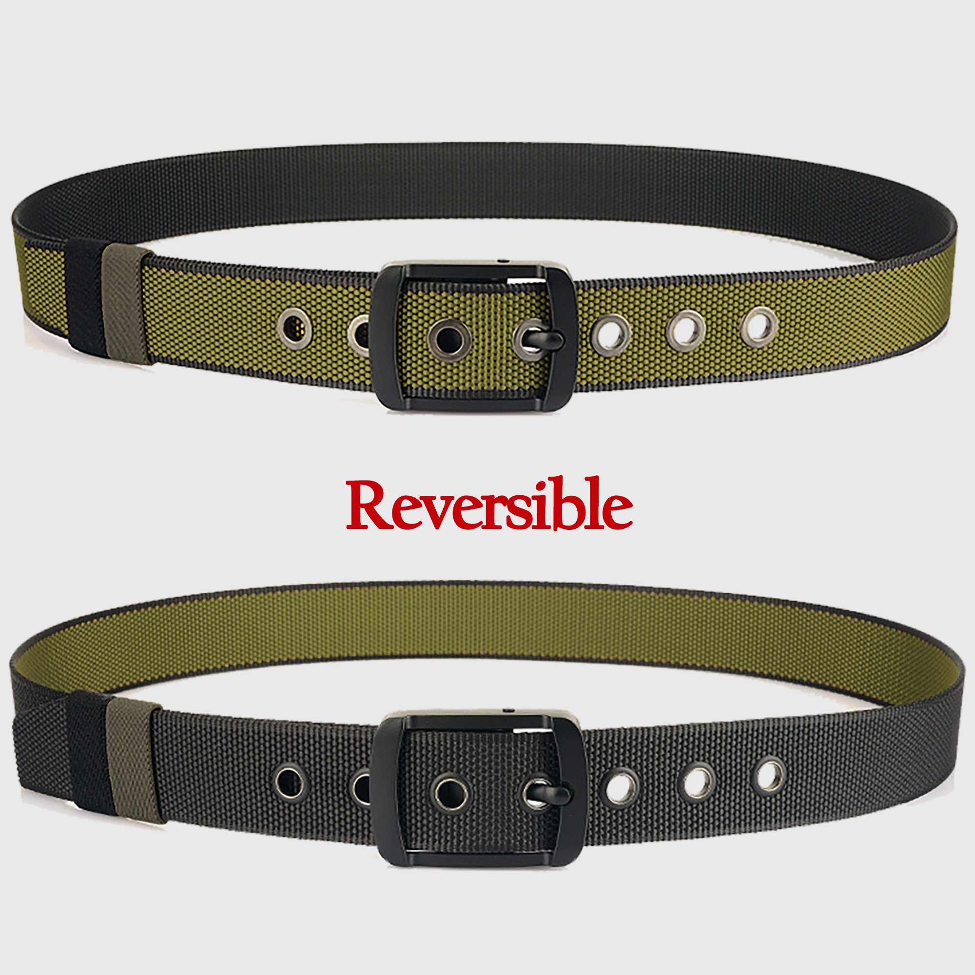 Anna-Kaci Women's Reversible 2-Color Nylon Waist Belt with Zinc Alloy Buckle