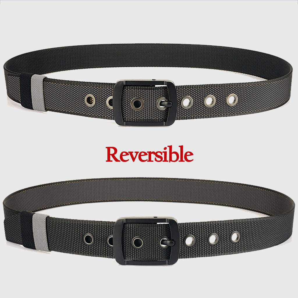 Anna-Kaci Women's Reversible 2-Color Nylon Waist Belt with Zinc Alloy Buckle