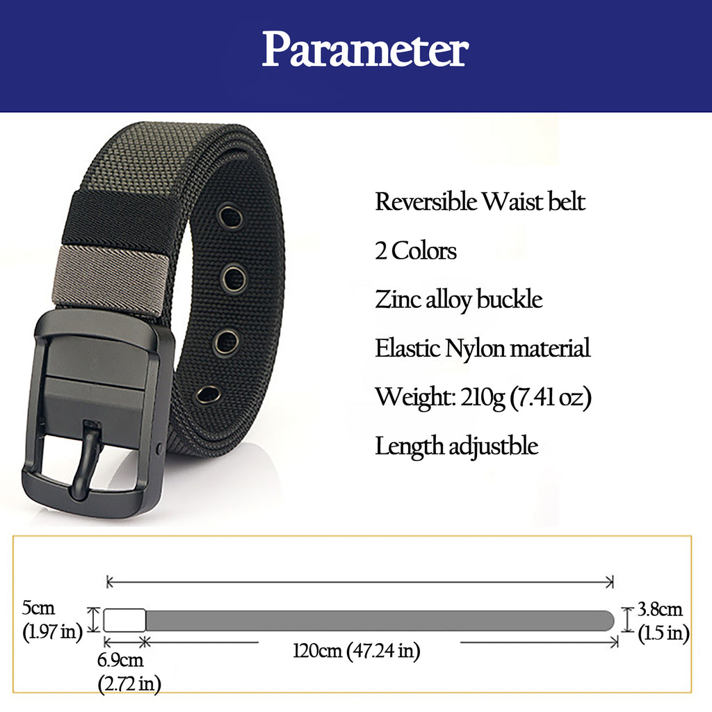 Anna-Kaci Women's Reversible 2-Color Nylon Waist Belt with Zinc Alloy Buckle