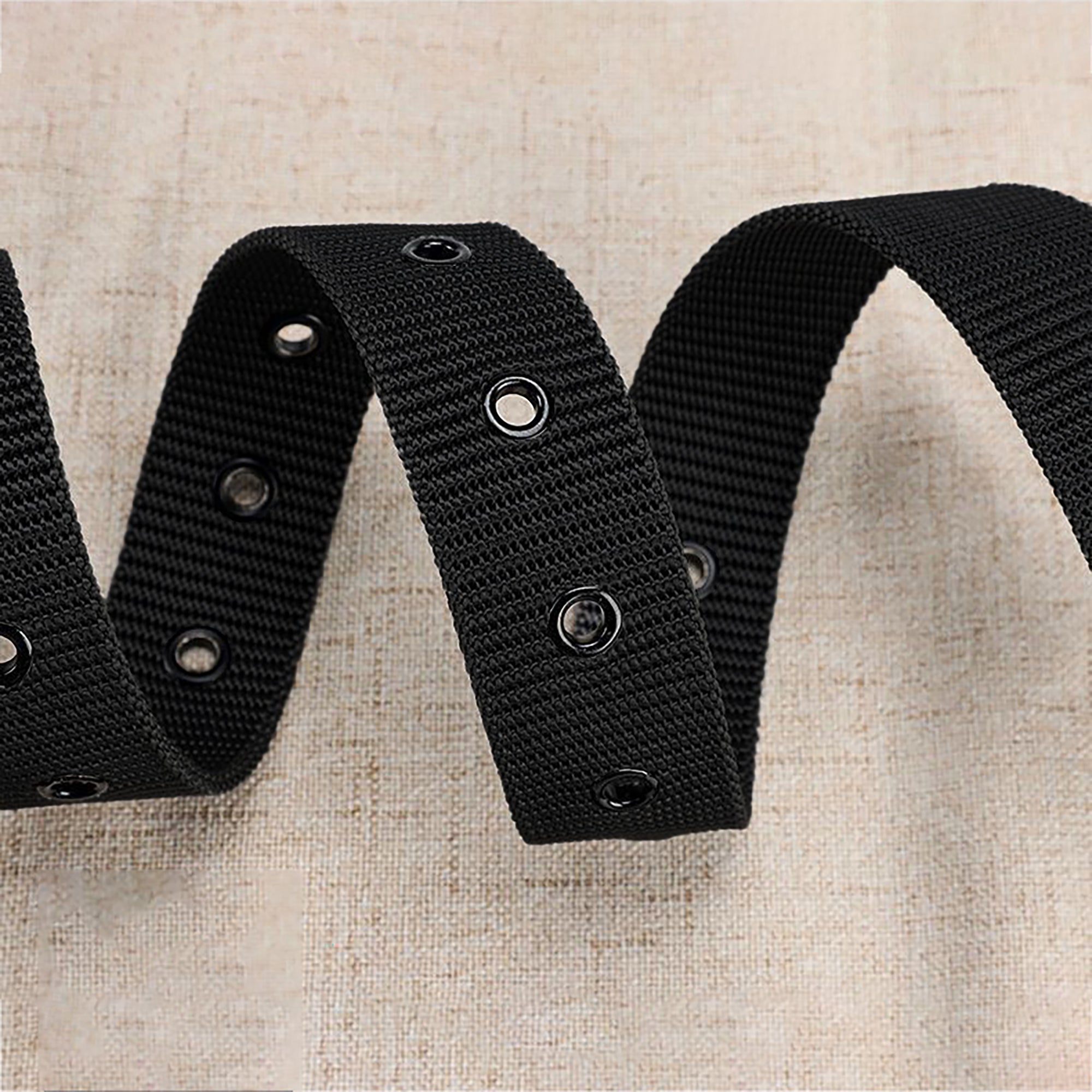 Anna-Kaci Women's Nylon Waist Belt with Multiple Holes & Black Buckle