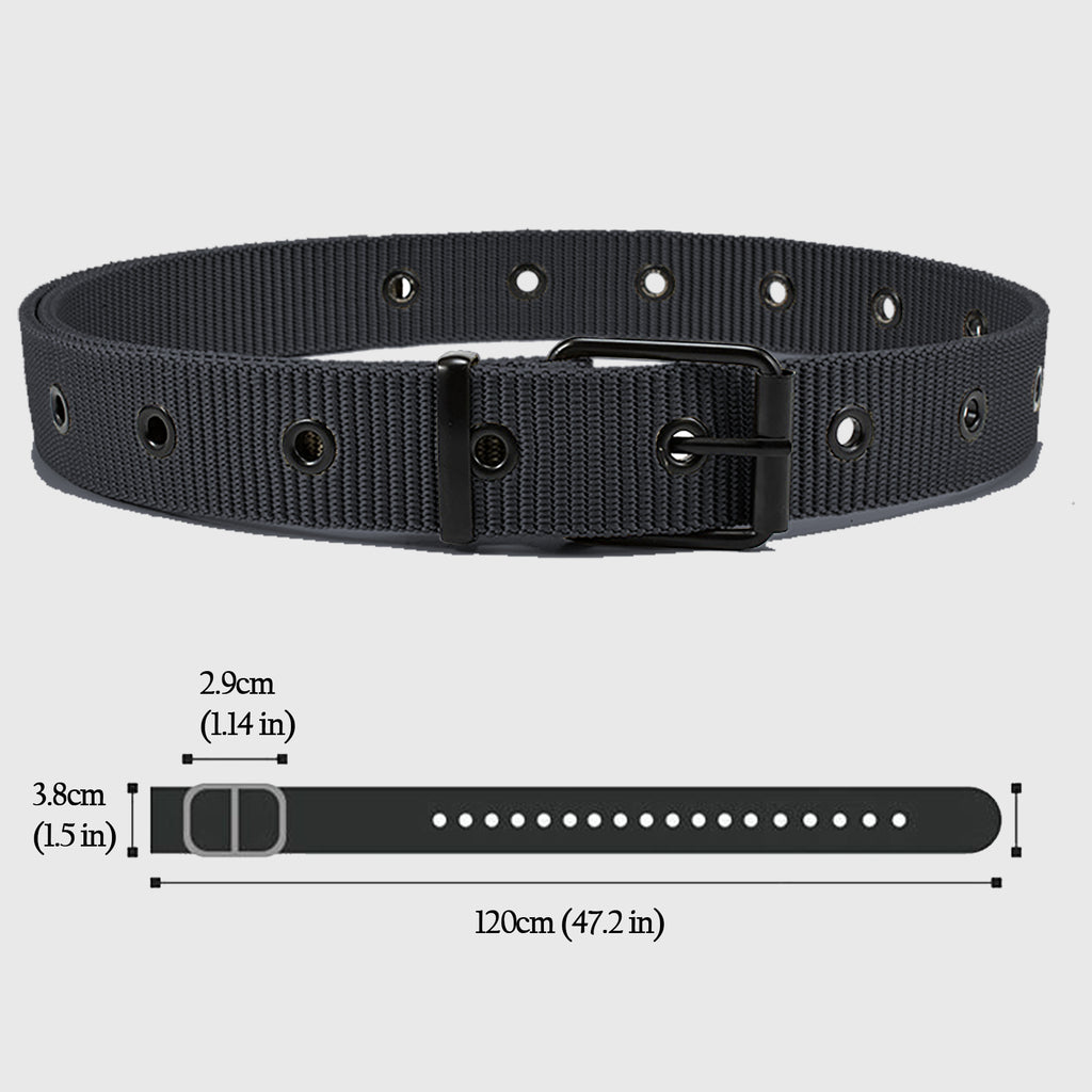 Anna-Kaci Women's Nylon Waist Belt with Multiple Holes & Black Buckle