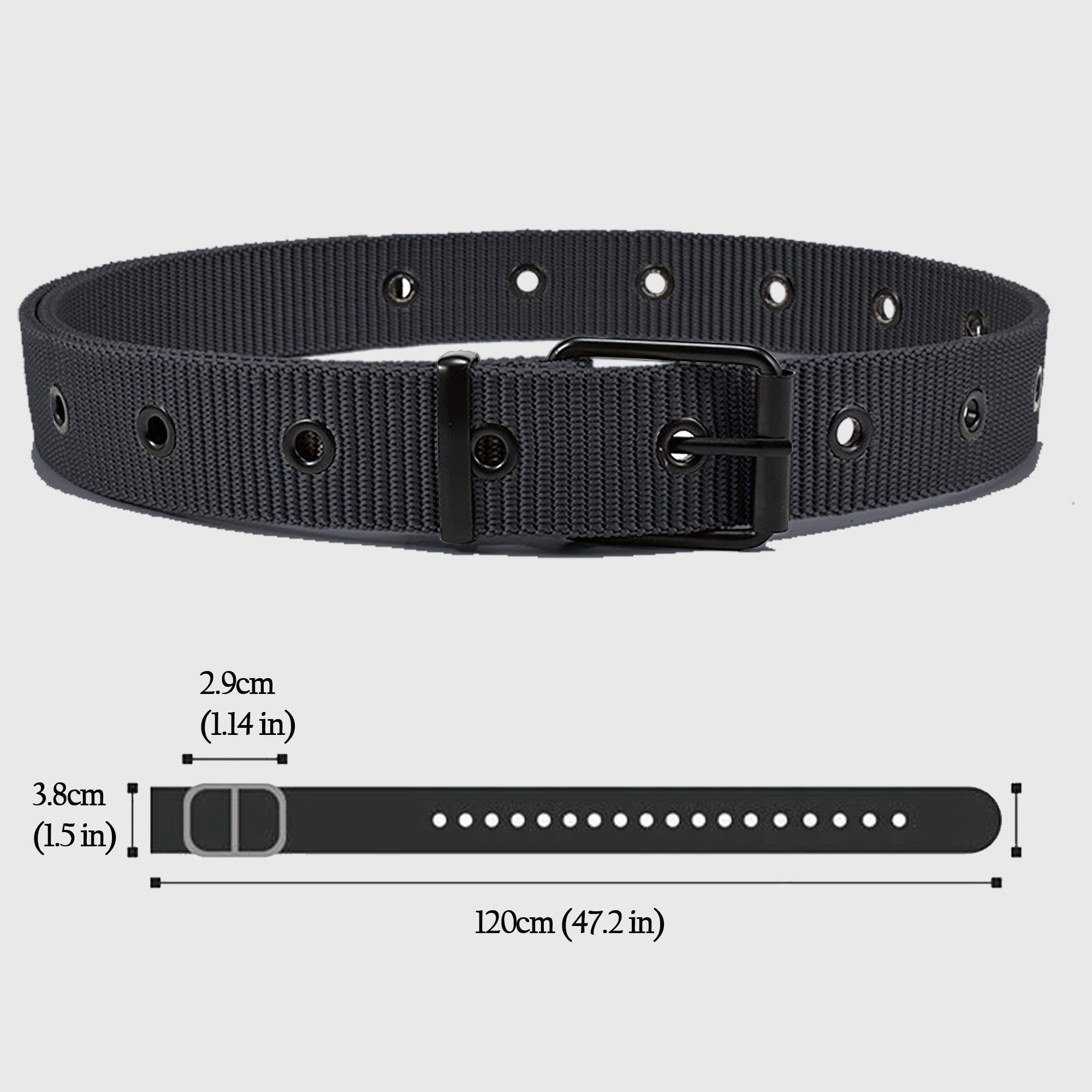 Anna-Kaci Women's Nylon Waist Belt with Multiple Holes & Black Buckle
