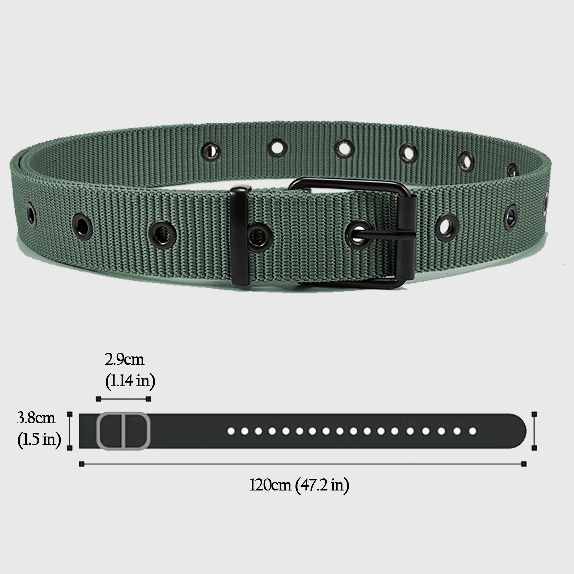 Anna-Kaci Women's Nylon Waist Belt with Multiple Holes & Black Buckle