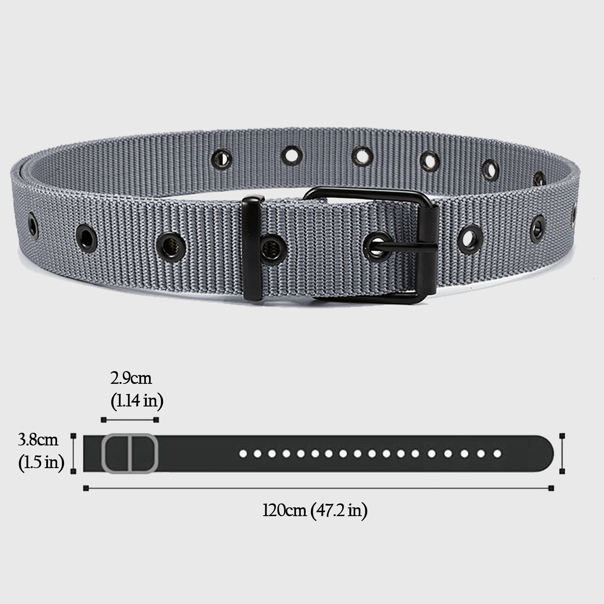 Anna-Kaci Women's Nylon Waist Belt with Multiple Holes & Black Buckle