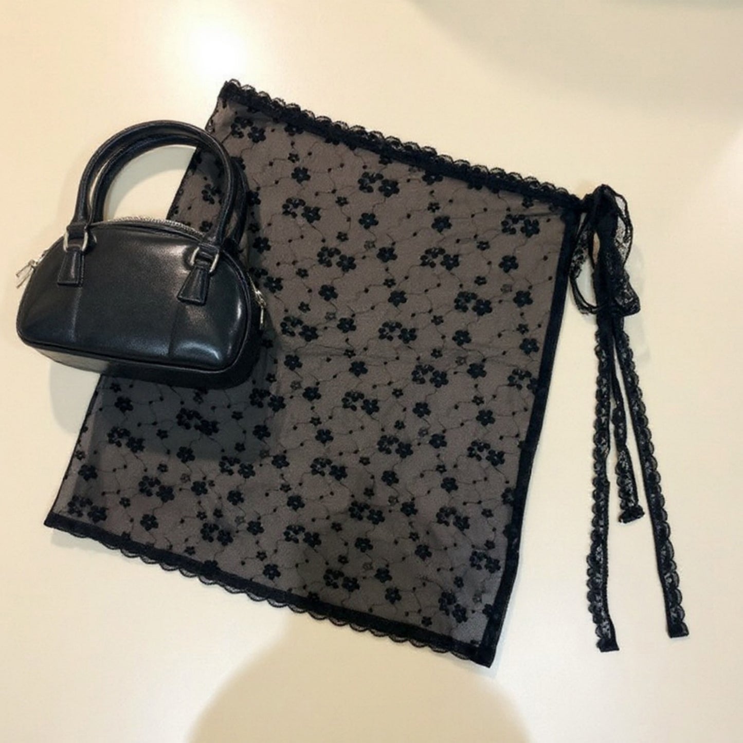 Anna-Kaci Women's Sheer Floral Lace Wrap Overlay Skirt with Side Tie Detail 55in