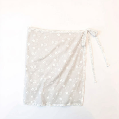 Anna-Kaci Women's Sheer Floral Lace Wrap Overlay Skirt with Side Tie Detail 55in