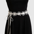 Anna-Kaci Women's Floral Lace Belt with Ribbon Tie and Delicate Sheer Embroidered Detailing 47in