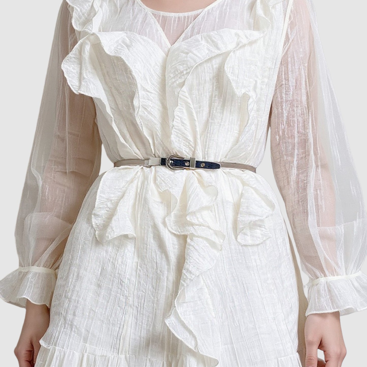 Anna-Kaci Women's Slim Metallic Belt with Adjustable Buckle and Faux Leather Accents 39.5x0.3in