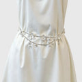 Anna-Kaci Women's Floral Metal Chain Belt with Faux Pearl Drop Details and Adjustable Fit 45.5in