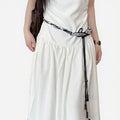Anna-Kaci Women's Slim Rope Belt with Wood Bead Tassel Ends and Adjustable Knot Design 51in