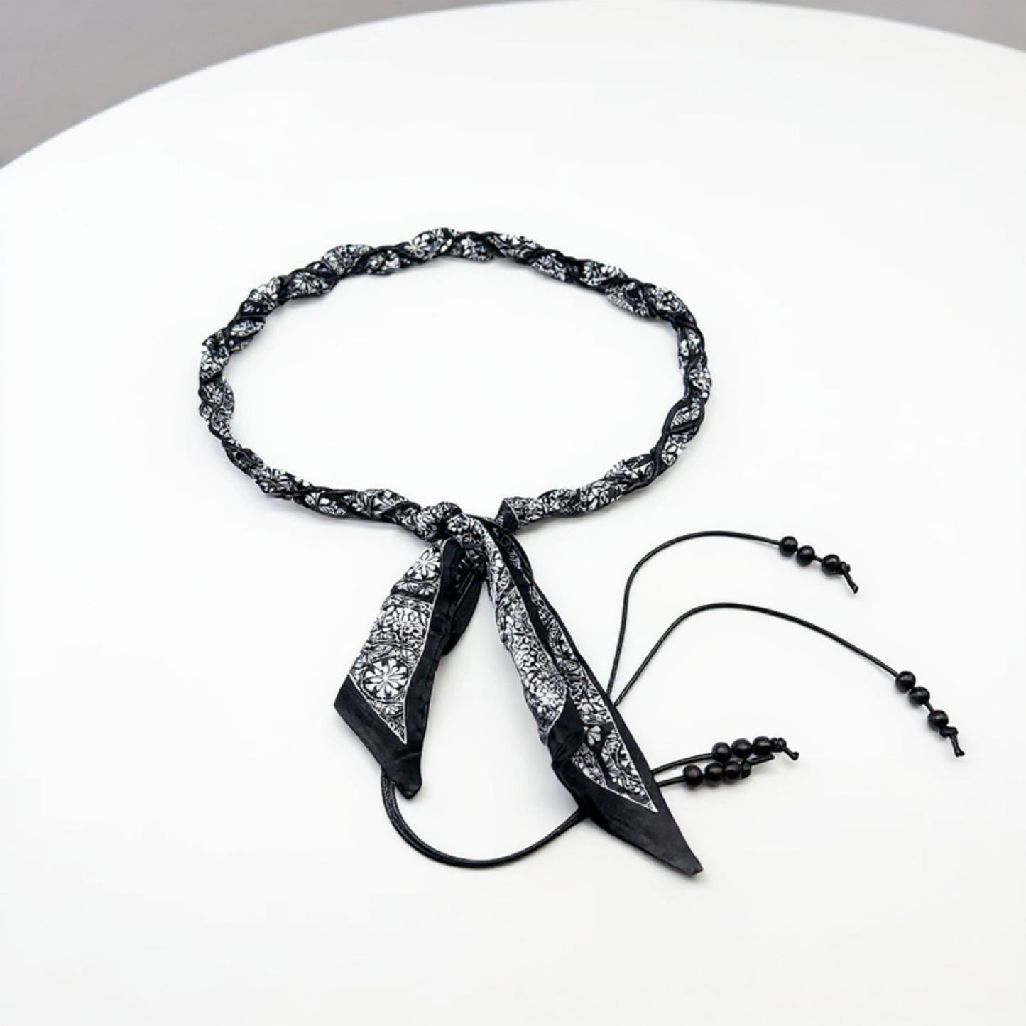 Anna-Kaci Women's Slim Rope Belt with Wood Bead Tassel Ends and Adjustable Knot Design 51in