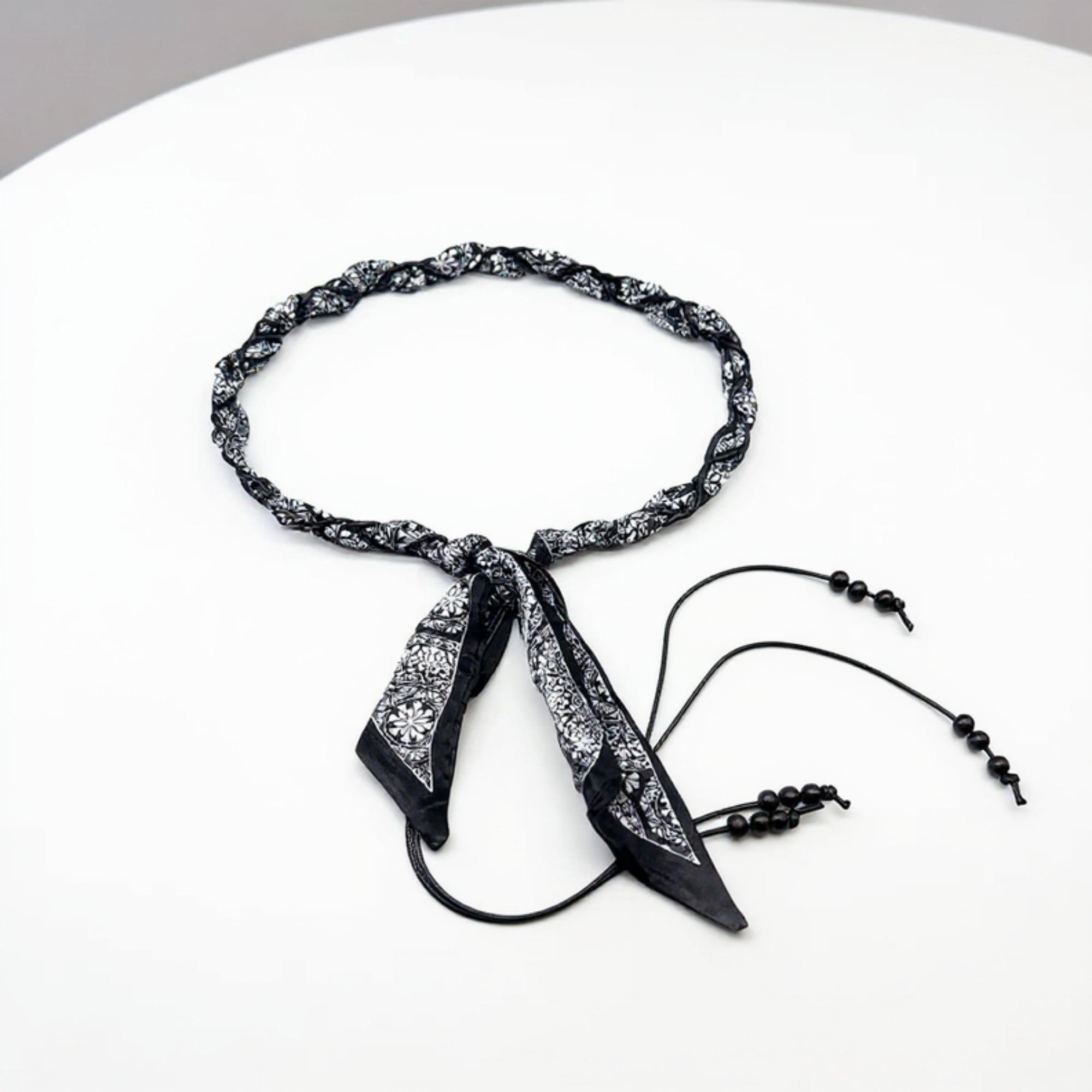 Anna-Kaci Women's Slim Rope Belt with Wood Bead Tassel Ends and Adjustable Knot Design 51in