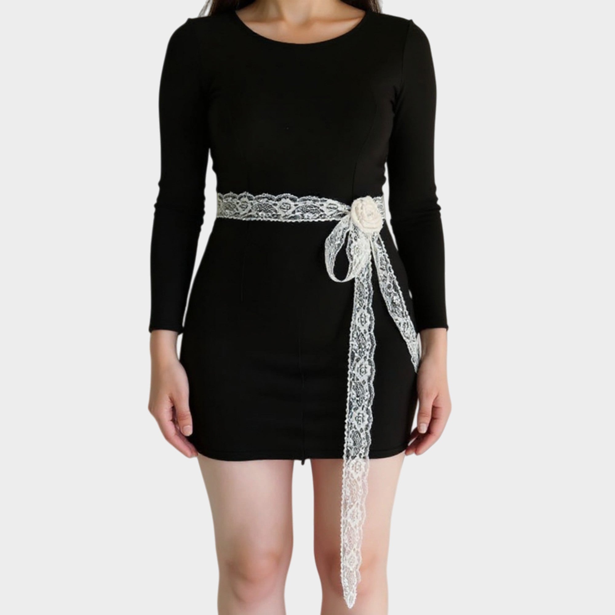 Anna-Kaci Women's Lace Floral Ribbon Belt with Long Tie and Rosette Accent 71x2.5in