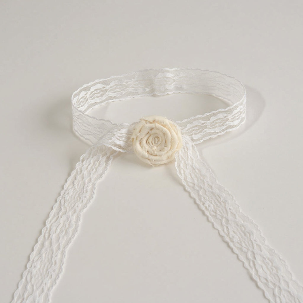 Anna-Kaci Women's Lace Floral Ribbon Belt with Long Tie and Rosette Accent 71x2.5in