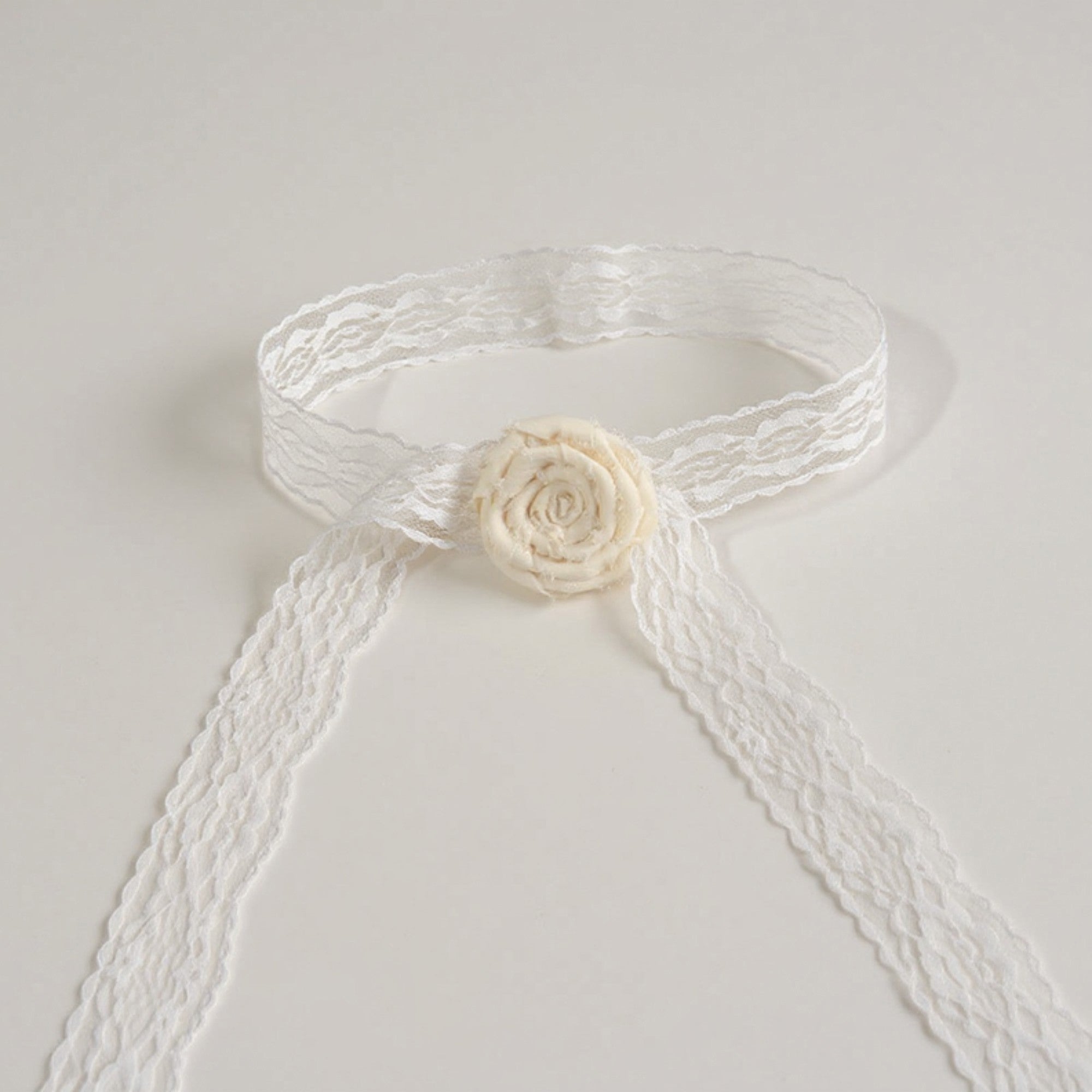 Anna-Kaci Women's Lace Floral Ribbon Belt with Long Tie and Rosette Accent 71x2.5in