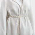 Anna-Kaci Women's Faux Pearl Beaded Waist Chain Belt with Clustered Design and Adjustable Length 45.5x0.6in