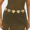 Anna-Kaci Women's Heart Chain Belt with Textured Linked Design and Adjustable Fit 43.5x1.5in