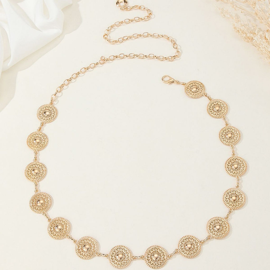 Anna-Kaci Women's Round Disc Chain Belt with Adjustable Link Closure 41.5x1in