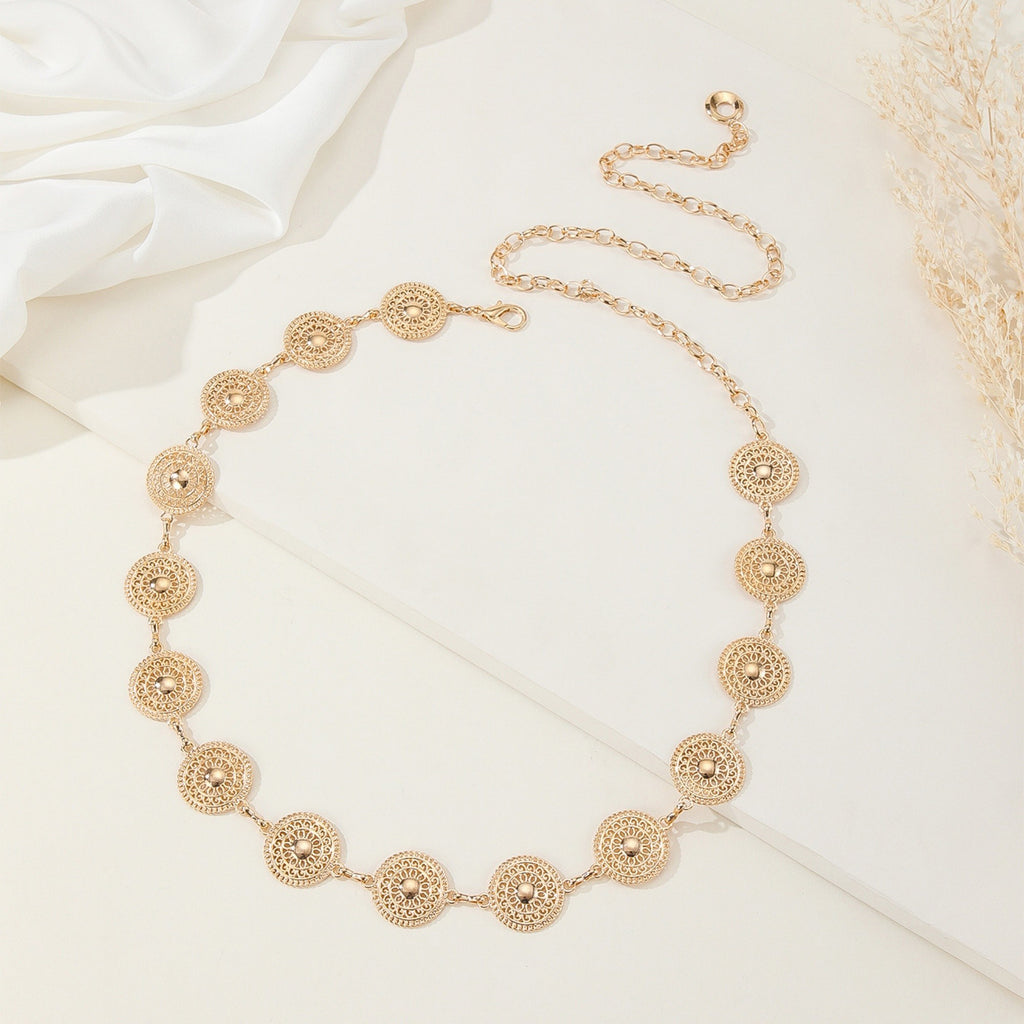 Anna-Kaci Women's Round Disc Chain Belt with Adjustable Link Closure 41.5x1in