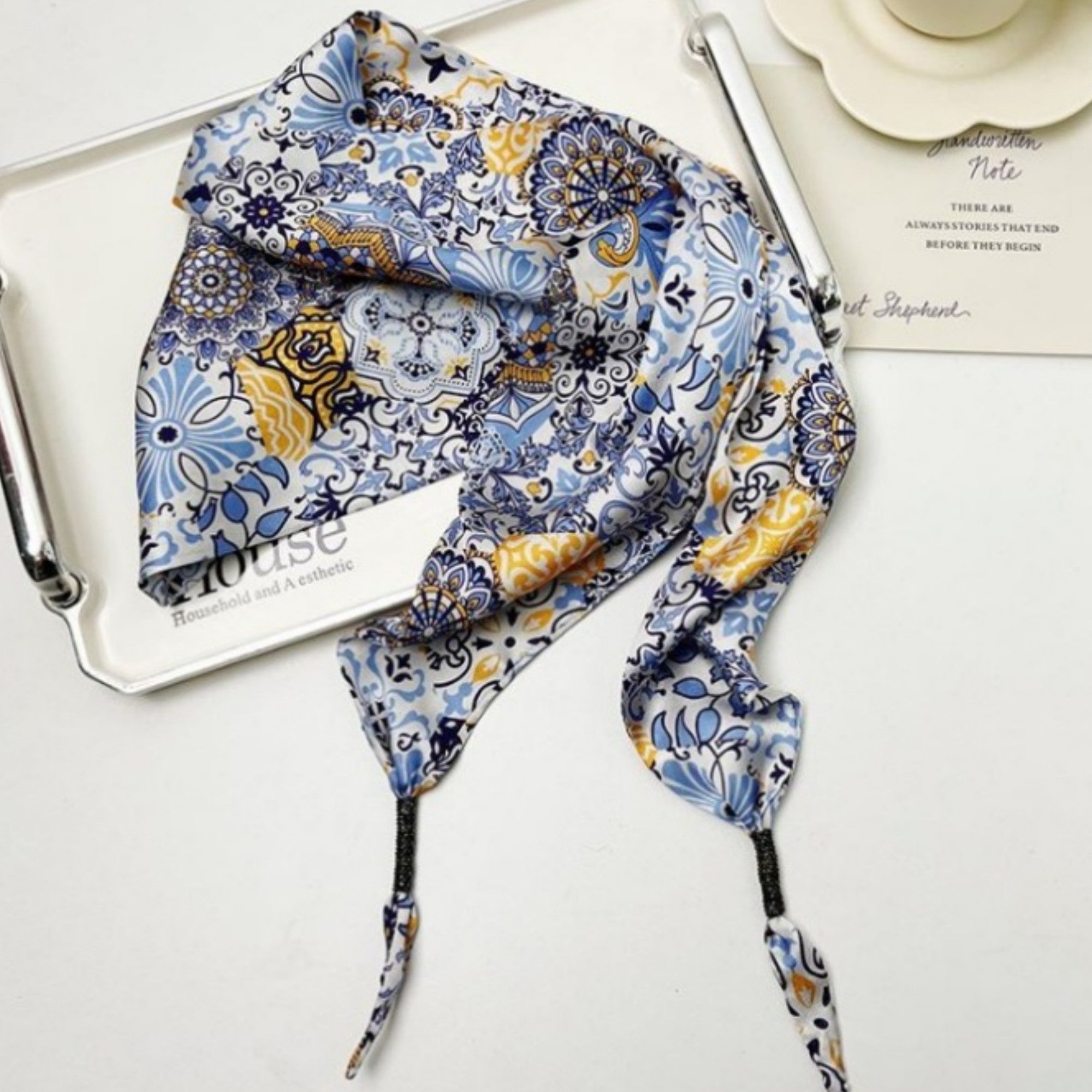 Anna-Kaci Women's Scarf Belt with Intricate Pattern and Side Knot Detail 45.5x12.5in