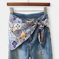 Anna-Kaci Women's Scarf Belt with Intricate Pattern and Side Knot Detail 45.5x12.5in