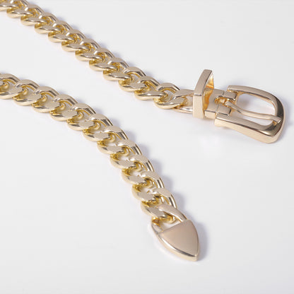 Anna-Kaci Women's Chain Belt with Buckle Detail and Long Drop Accent 41.5x0.6in