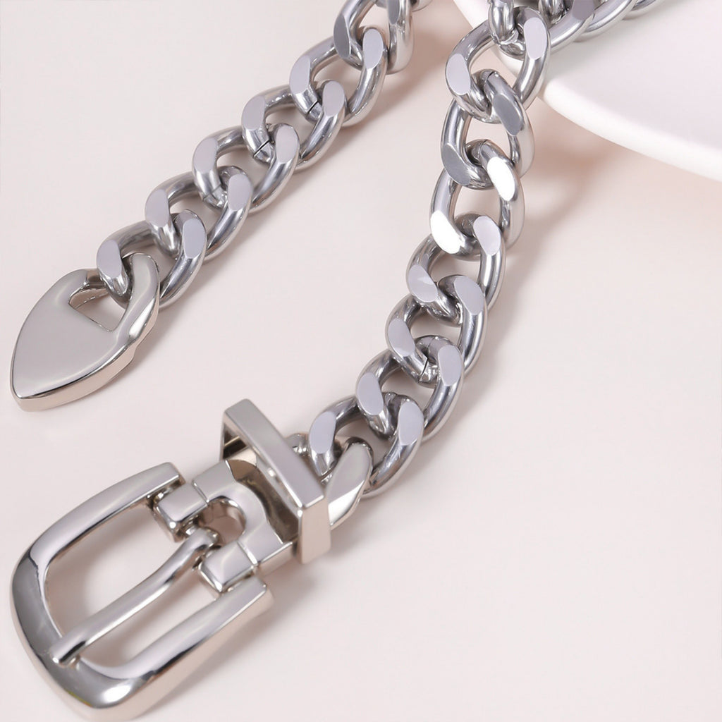 Anna-Kaci Women's Chain Belt with Buckle Detail and Long Drop Accent 41.5x0.6in