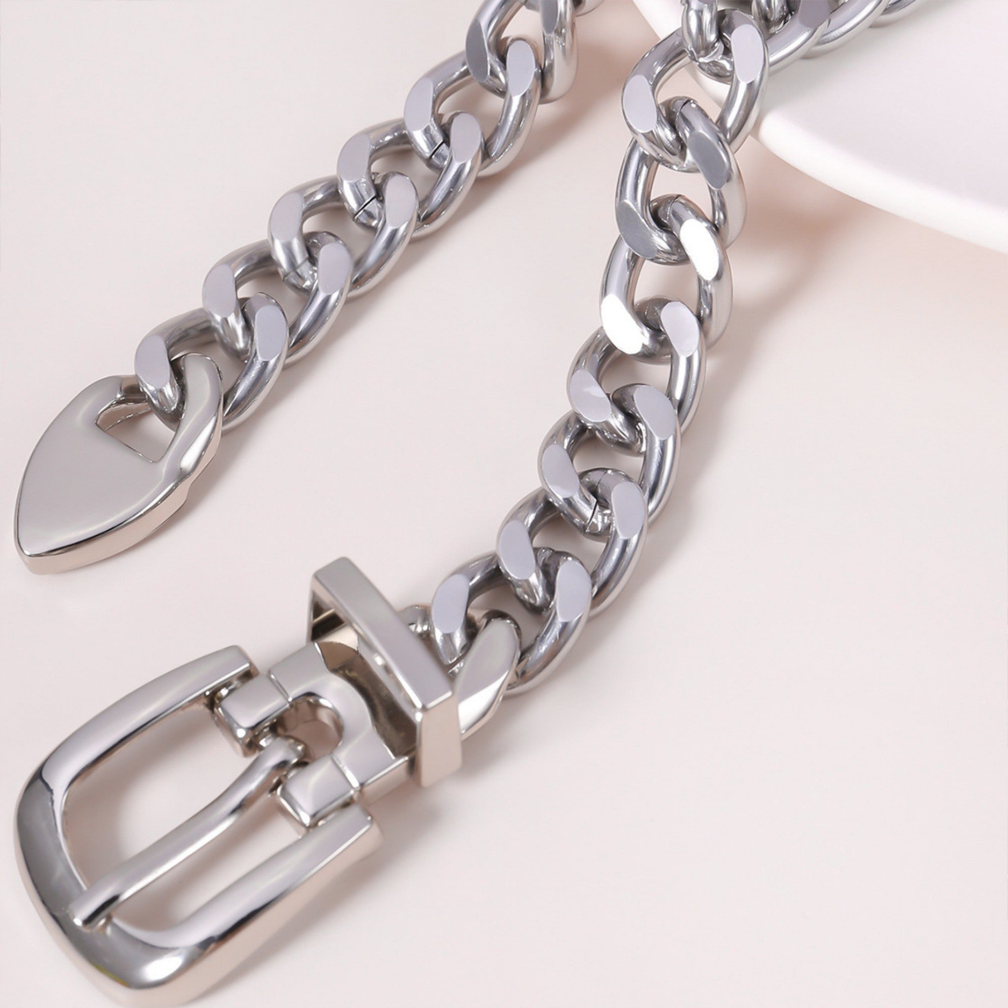 Anna-Kaci Women's Chain Belt with Buckle Detail and Long Drop Accent 41.5x0.6in
