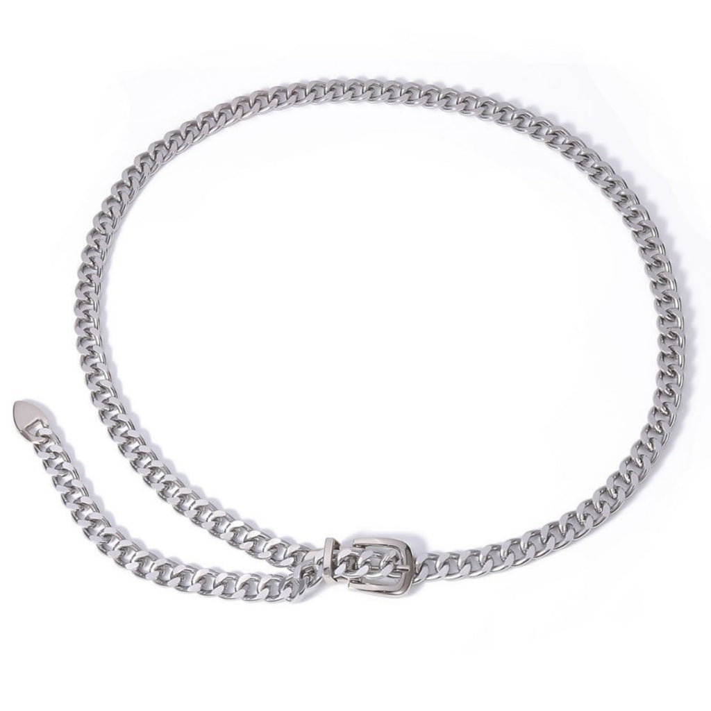 Anna-Kaci Women's Chain Belt with Buckle Detail and Long Drop Accent 41.5x0.6in
