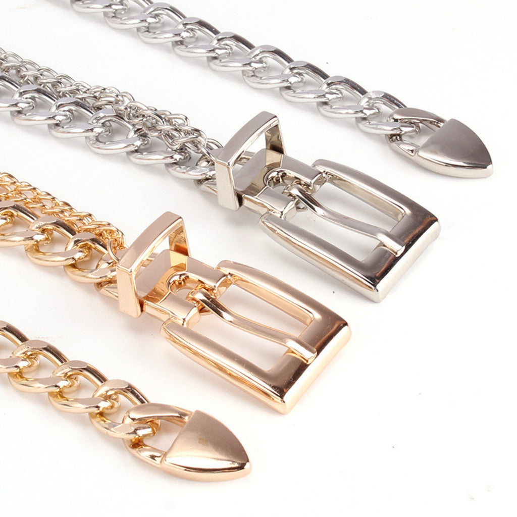 Anna-Kaci Women's Chain Belt with Buckle Detail and Long Drop Accent 41.5x0.6in