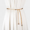 Anna-Kaci Women's Chain Belt with Oval Link Design and Hanging Ball Accents 49x0.4in