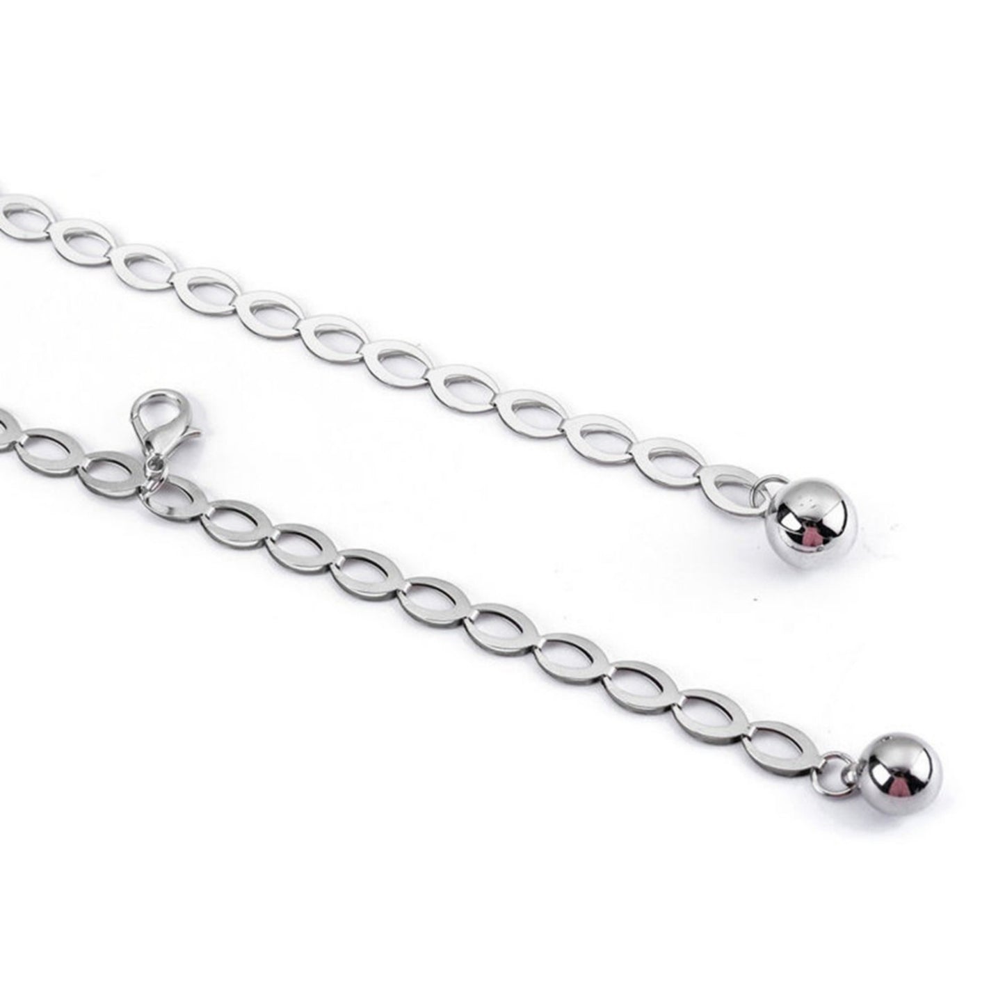 Anna-Kaci Women's Chain Belt with Oval Link Design and Hanging Ball Accents 49x0.4in
