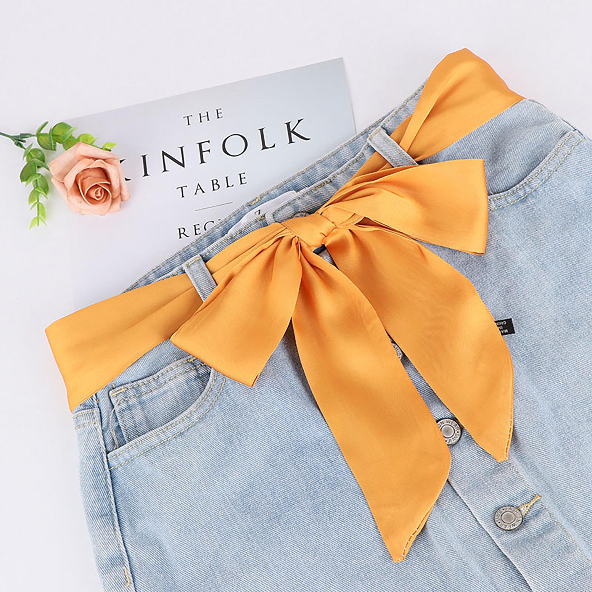 Anna-Kaci Women's Silk Satin Scarf Belt Fashion Accessory for Dresses, Waist Cinching & Styling