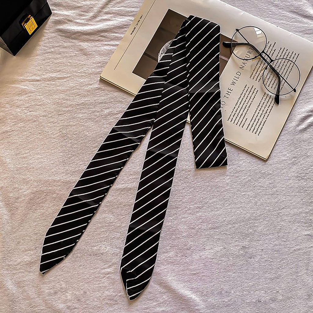 Anna-Kaci Women's Black & White Striped Tie Belt Y2K Fashion Statement Belt
