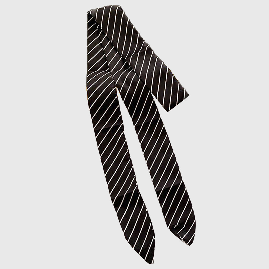 Anna-Kaci Women's Black & White Striped Tie Belt Y2K Fashion Statement Belt