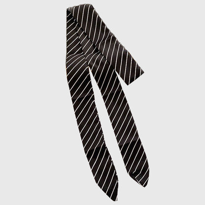 Anna-Kaci Women's Black & White Striped Tie Belt Y2K Fashion Statement Belt