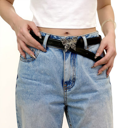 Anna-Kaci Women's Butterfly Buckle Belt with Textured Strap and Metal Detailing 40.5x2 in