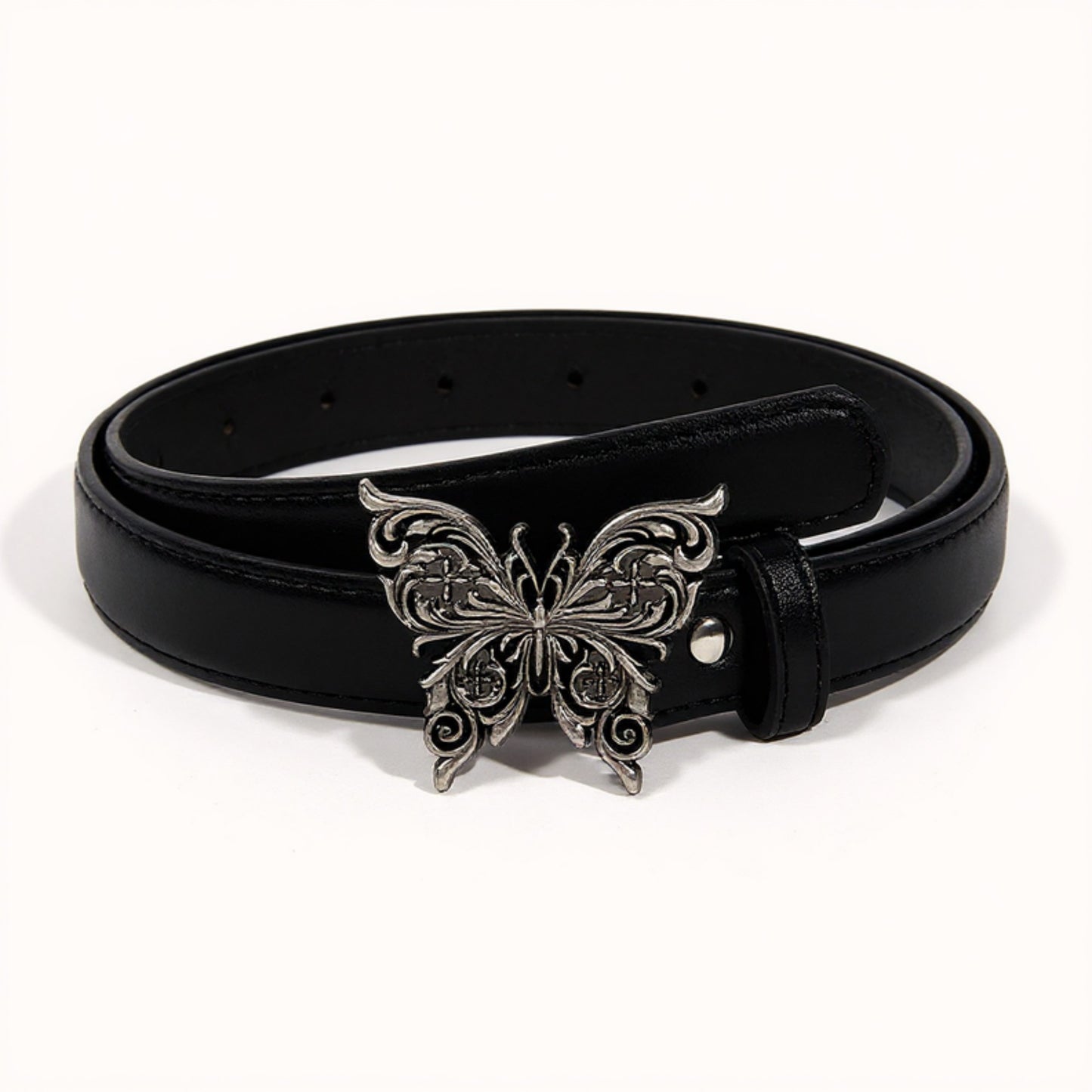Anna-Kaci Women's Butterfly Buckle Belt with Textured Strap and Metal Detailing 40.5x2 in