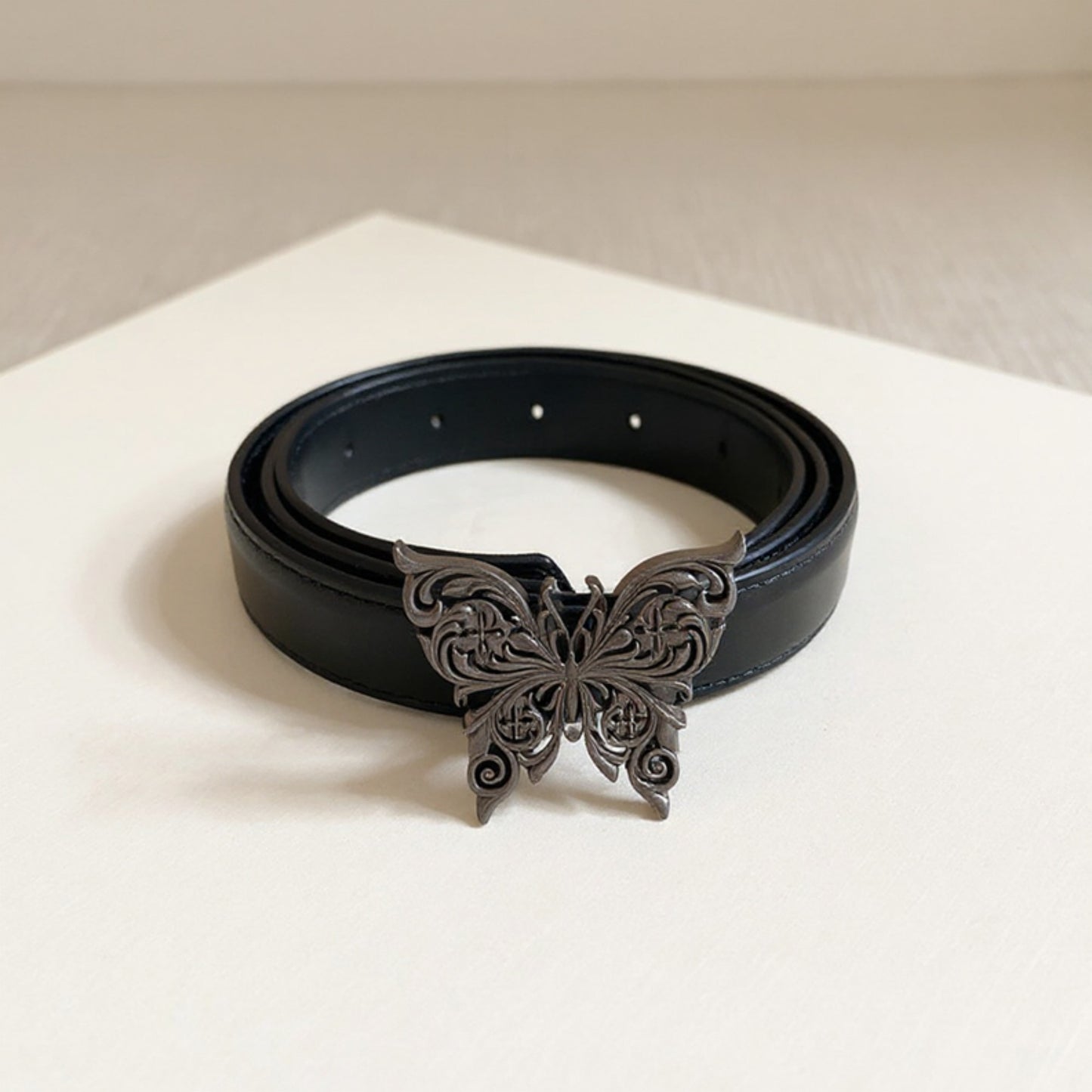 Anna-Kaci Women's Butterfly Buckle Belt with Textured Strap and Metal Detailing 40.5x2 in