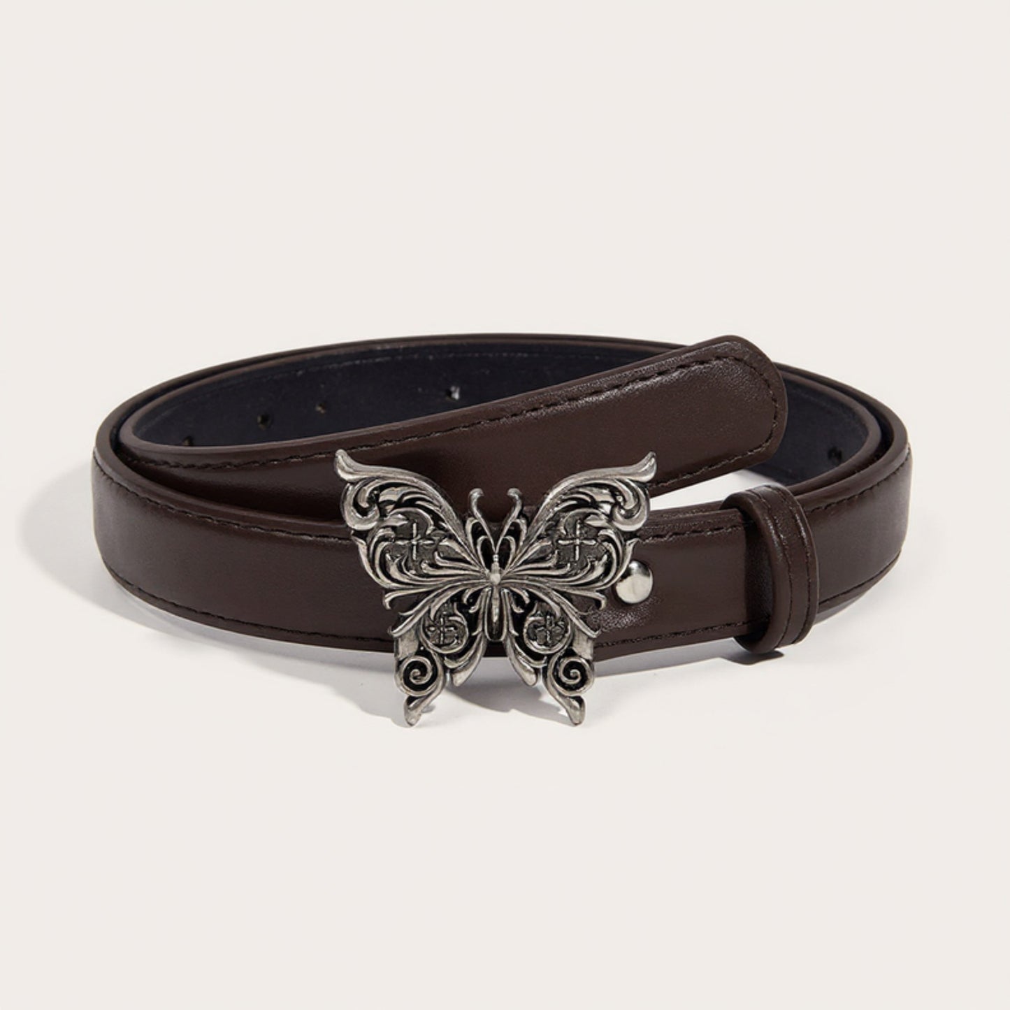 Anna-Kaci Women's Butterfly Buckle Belt with Textured Strap and Metal Detailing 40.5x2 in
