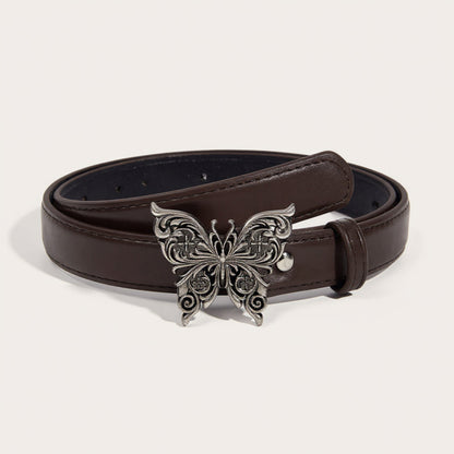 Anna-Kaci Women's Butterfly Buckle Belt with Textured Strap and Metal Detailing 40.5x2 in