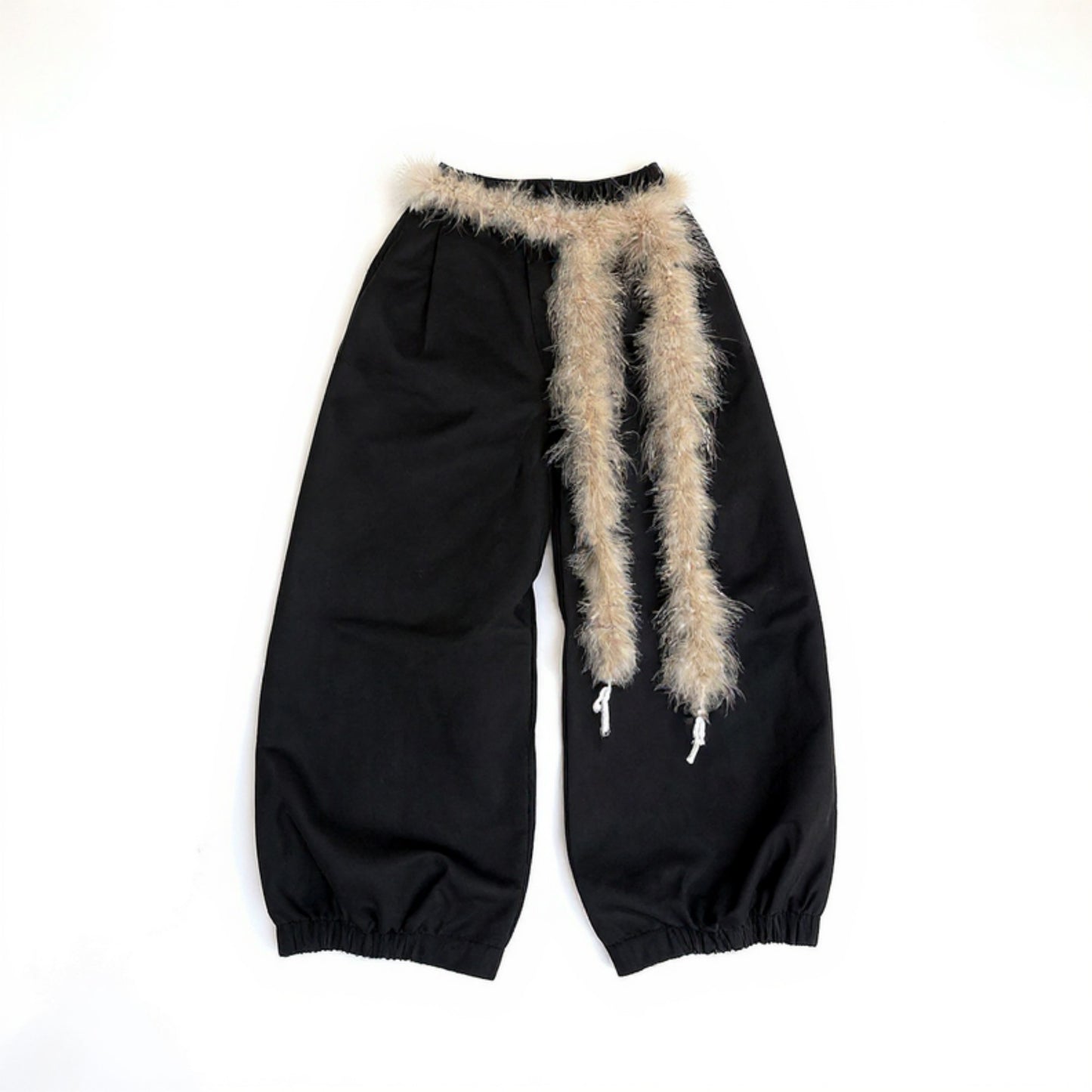 Anna-Kaci Women's Feather Trim Fashion Belt with Long Drape Accent and Adjustable Tie Design 79x1.5 in