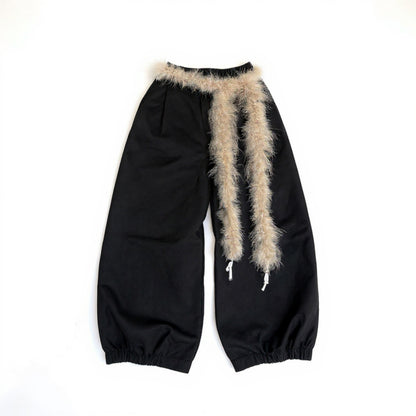 Anna-Kaci Women's Feather Trim Fashion Belt with Long Drape Accent and Adjustable Tie Design 79x1.5 in