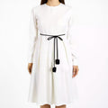 Anna-Kaci Women's Slim Cord Waist Belt with Bow Tie Design and Adjustable Tassel Ends 65.5x0.8 in