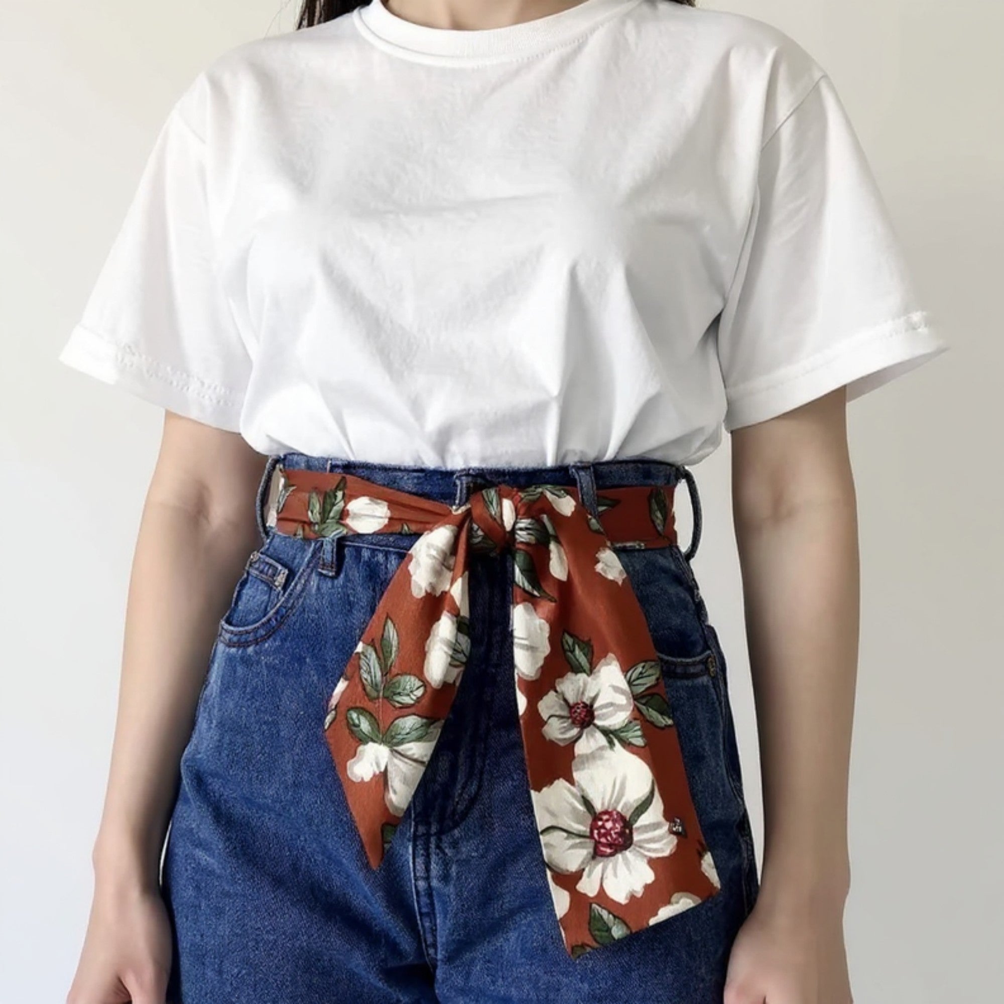 Anna-Kaci Women's Floral Print Fabric Belt with Soft Tie Bow and Adjustable Wrap Design 75x2 in