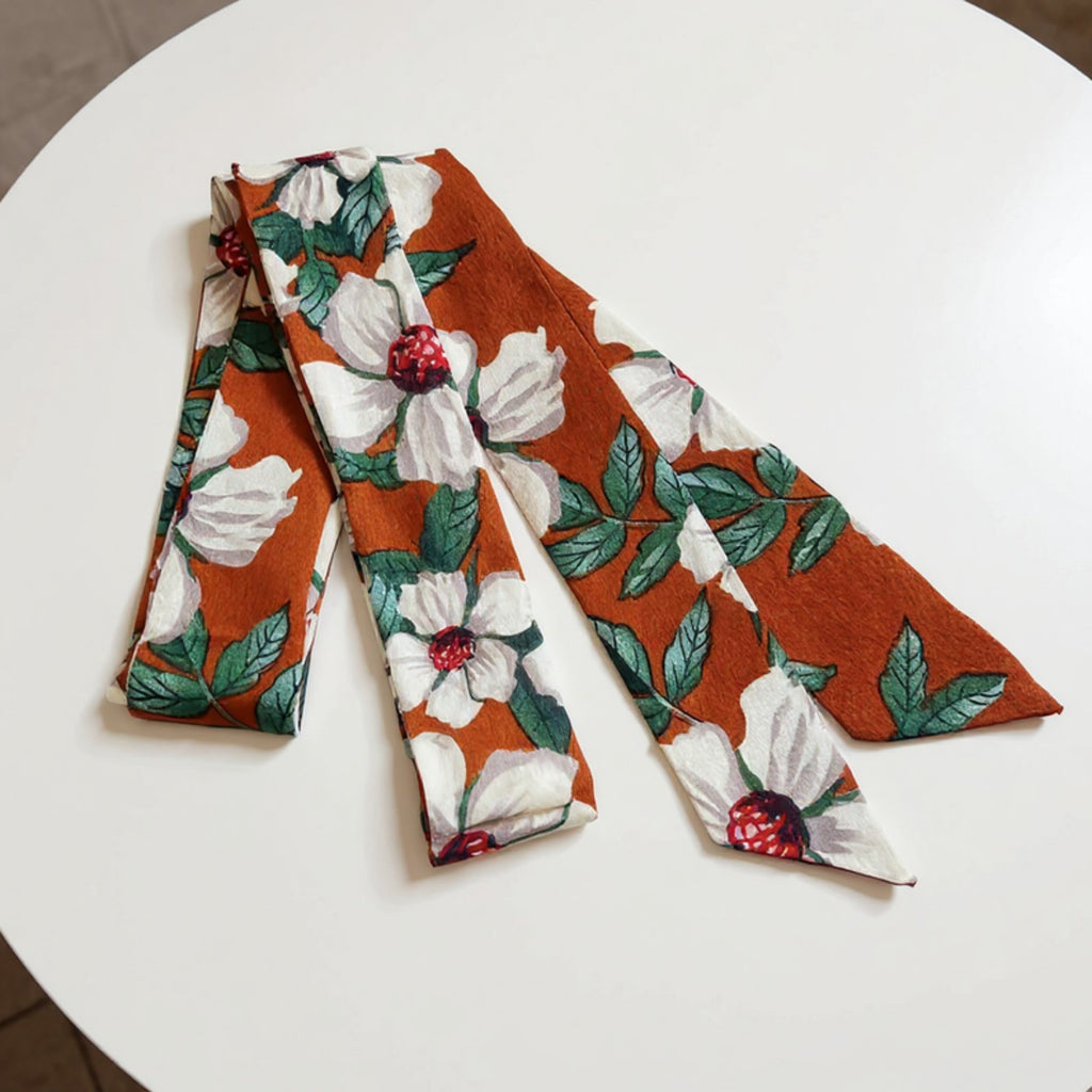 Anna-Kaci Women's Floral Print Fabric Belt with Soft Tie Bow and Adjustable Wrap Design 75x2 in