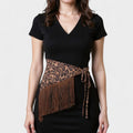 Anna-Kaci Women's Leopard Print Fringe Waist Scarf Belt with Adjustable Tie 59x1 in