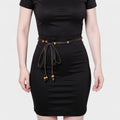 Anna-Kaci Women's Braided Cord Waist Belt with Wooden Bead Accents and Adjustable Tie 67x1.7 in