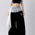 Anna-Kaci Women's Sheer Lace Overlay Belt with Side Tie Detail 78.5x2in
