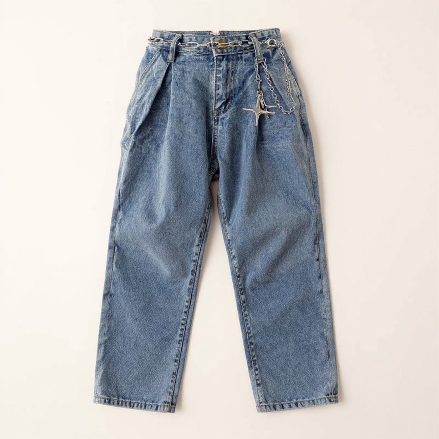 Anna-Kaci Women's Chunky Link Chain Belt with Star Pendant and Adjustable Fit 44x0.8in